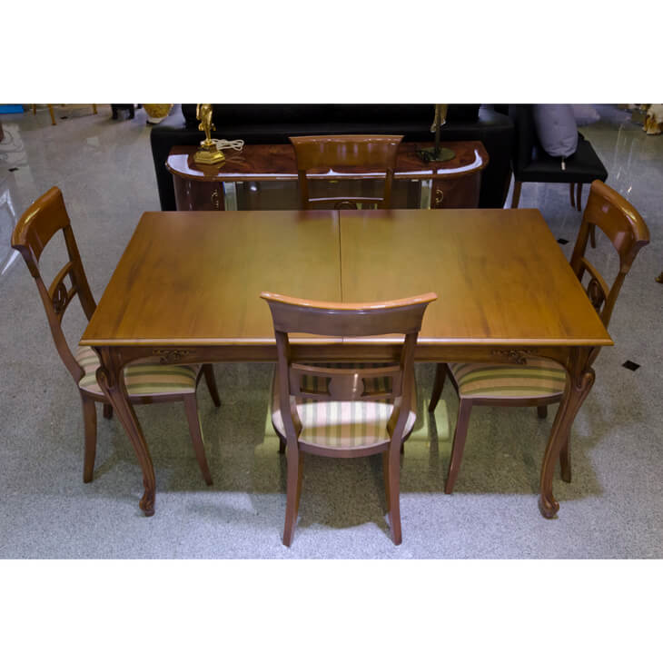 Dining Extension Table Set｜伸張式ダイニングテーブル５点セット ブラウン｜IB Selection｜DNG0021
