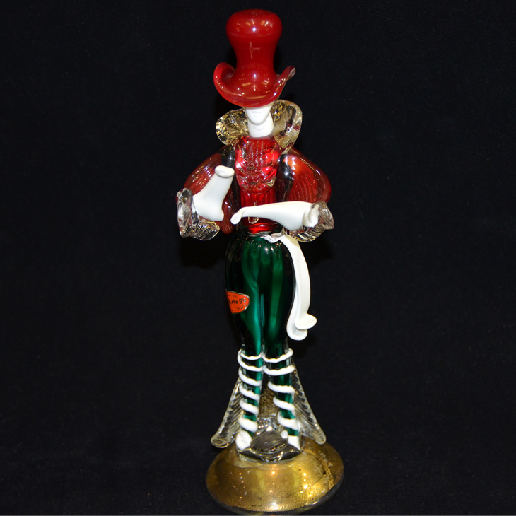 Venetian glass doll  / ベネチアガラス - 人形 赤帽子 緑スカート ｜イタリア｜GLS0001