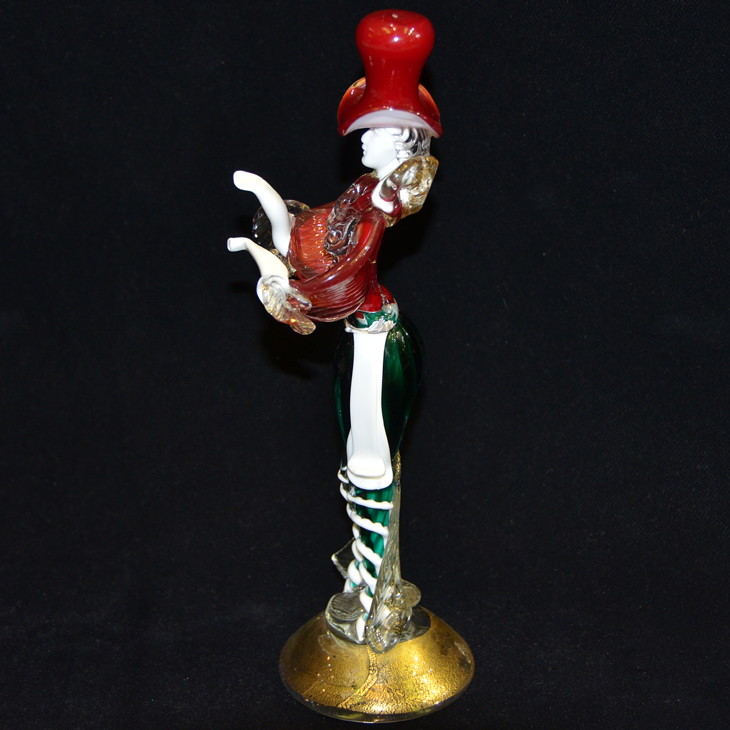 Venetian glass doll  / ベネチアガラス - 人形 赤帽子 緑スカート ｜イタリア｜GLS0001