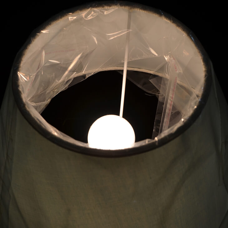 Pottery Lamp / 陶器ランプ - ピンク水色タッセル水色シェード | Angela Rigon / イタリア｜LMP0013RGN