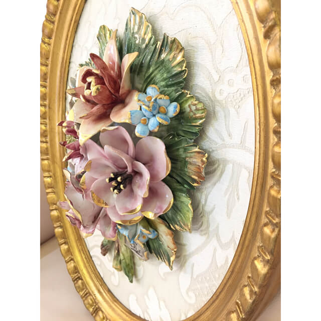 Pottery / Object / ハンドメイド陶器オブジェ - 楕円/フラワー ｜Sonda：イタリア｜IB Selection｜OBJ0055