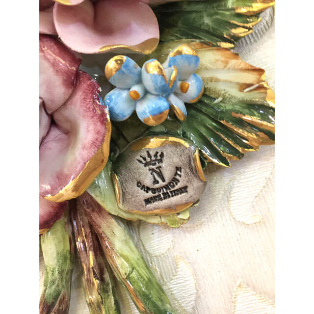 Pottery / Object / ハンドメイド陶器オブジェ - 楕円/フラワー ｜Sonda：イタリア｜IB Selection｜OBJ0055