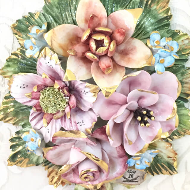 Pottery / Object / ハンドメイド陶器オブジェ - 楕円/フラワー ｜Sonda：イタリア｜IB Selection｜OBJ0055