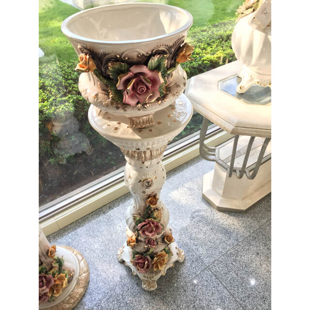 Pottery / Object / ハンドメイド陶器プランター＆コラムセット - 花:磁気 ｜イタリア｜IB Selection｜OBJ0059