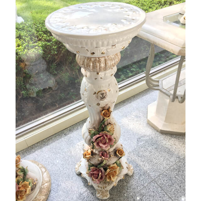 Pottery / Object / ハンドメイド陶器プランター＆コラムセット - 花:磁気 ｜イタリア｜IB Selection｜OBJ0059