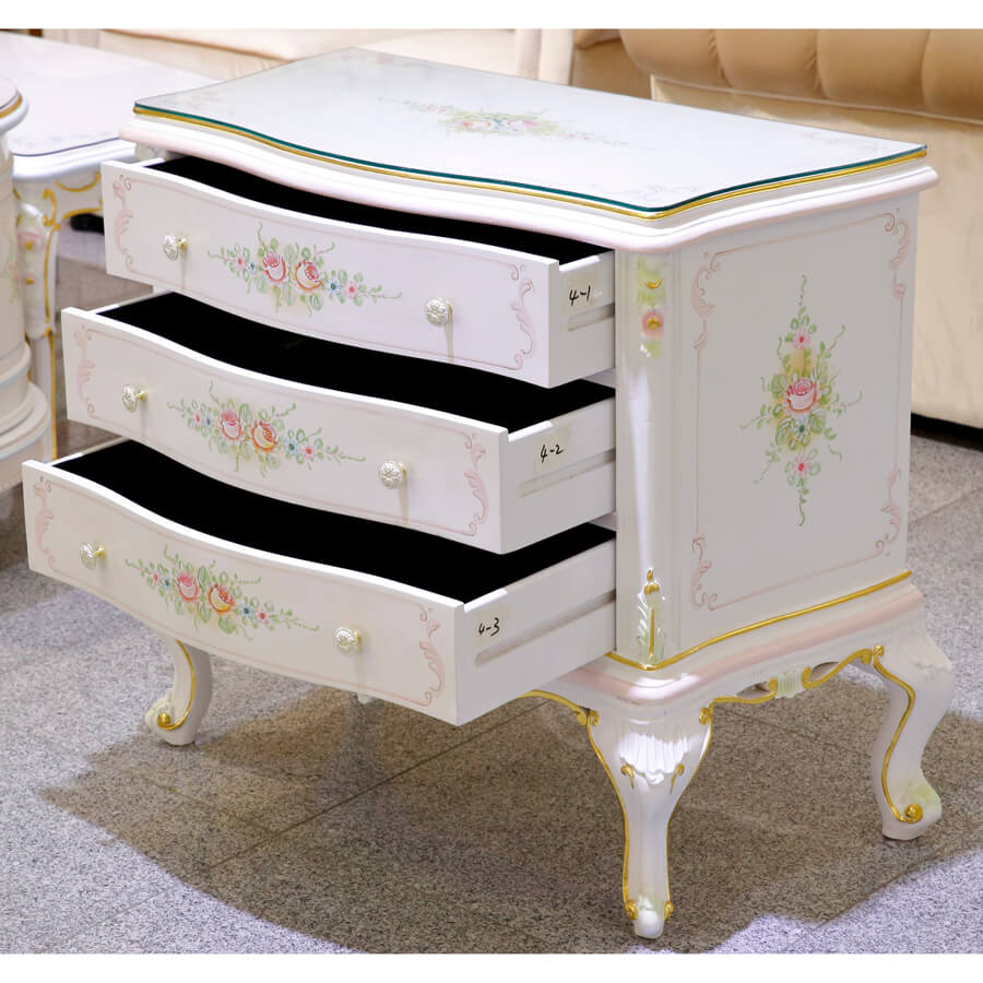 Classic Walnut Chest - White / クラック仕上げ チェスト ホワイト ウォールナット- クラシック｜IB Selection｜SRE0036