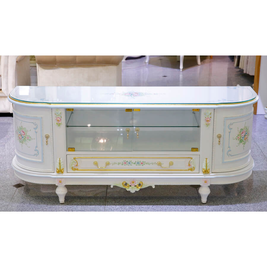 Classic Walnut TV Board - White / クラック仕上げ TVボード ホワイト ウォールナット - クラシック｜IB Selection｜SRE0037