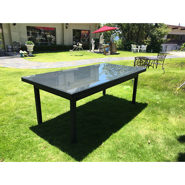 Garden Furniture / 雨に強いガーデンテーブルチェア７点セット ｜２００cm｜ガラストップ｜少々難あり｜IB Selection｜HGE0059