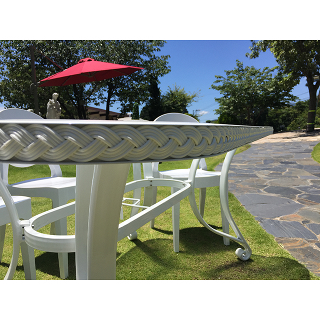 Garden Furniture / 雨に強いガーデンテーブルチェア７点セット ｜155cm｜ガラストップ｜IB Selection｜HGE0064