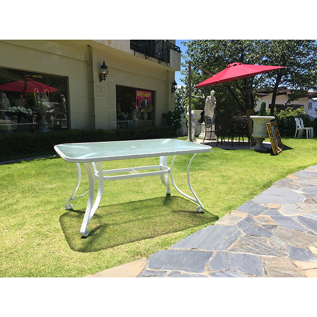 Garden Furniture / 雨に強いガーデンテーブルチェア７点セット ｜155cm｜ガラストップ｜IB Selection｜HGE0064