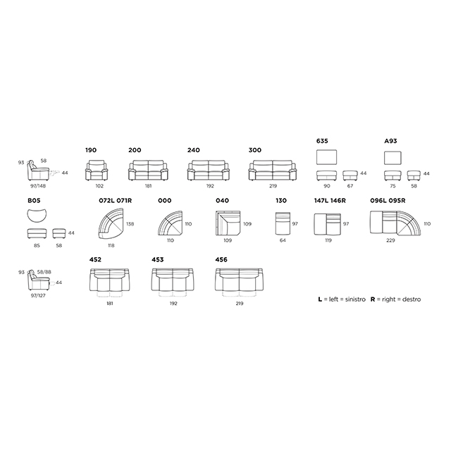 TAYLOR.834 |RECLINING COUCH SOFA/リクライニング付きカウチソファ|CALIA ITALIA:イタリア|SF0033CLA