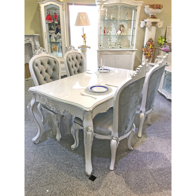 Prima-Dining Table / プリマ　鏡面仕上げ ダイニングテーブル 白×シルバー｜prima｜DNG0025