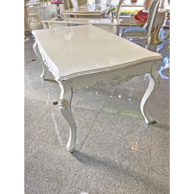 Prima-Dining Table / プリマ　鏡面仕上げ ダイニングテーブル 白×シルバー｜prima｜DNG0025