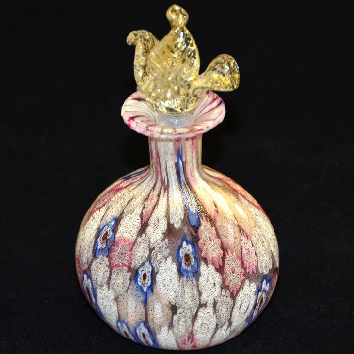 Venetian glass / ベネチアガラス - ピンク・ブルー瓶 / ふた付き花瓶 ｜イタリア｜GLS0013