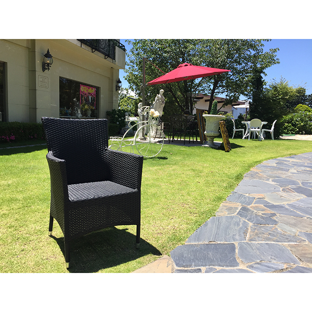 Garden Furniture / 雨に強いガーデンテーブルチェア7点セット ｜200cm｜ガラストップ｜少々難あり｜IB