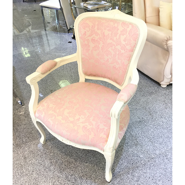Dining Chair / ダイニングアームチェア|ホワイトフレーム×ピンクファブリック｜CAL0079IB