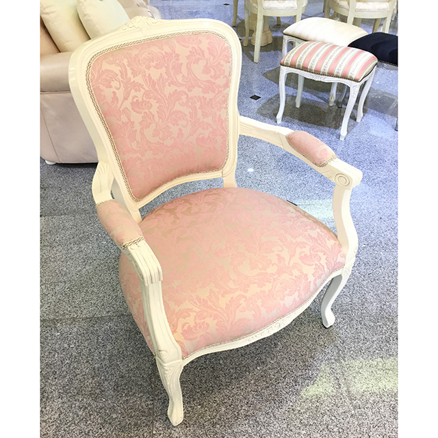 Dining Chair / ダイニングアームチェア|ホワイトフレーム×ピンクファブリック｜CAL0079IB