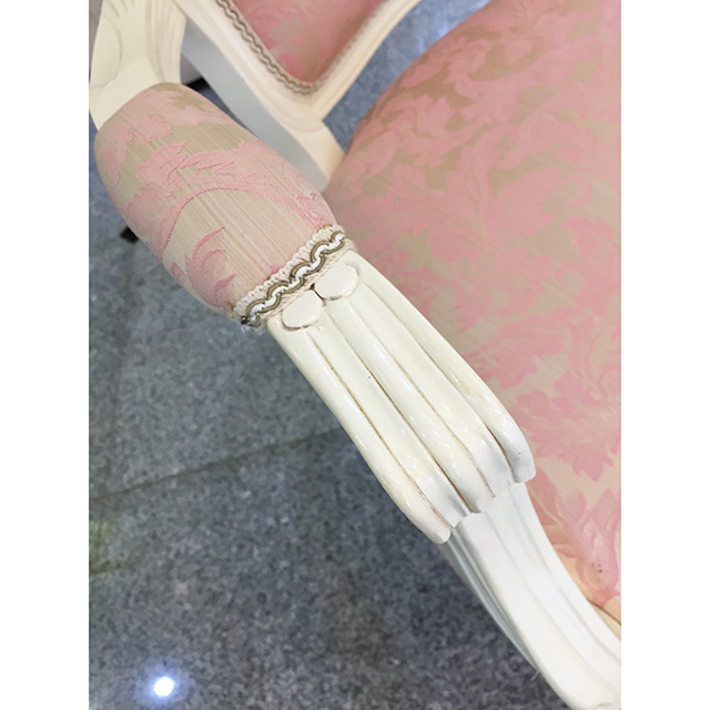 Dining Chair / ダイニングアームチェア|ホワイトフレーム×ピンクファブリック｜CAL0079IB