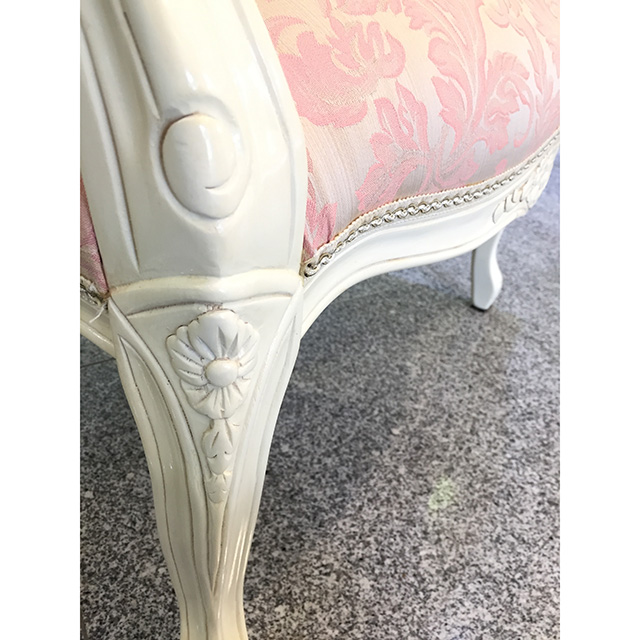 Dining Chair / ダイニングアームチェア|ホワイトフレーム×ピンクファブリック｜CAL0079IB