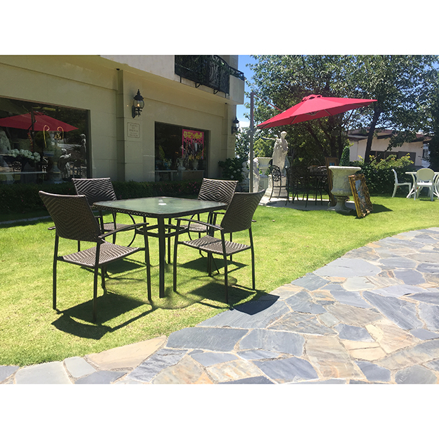 Garden Furniture 雨に強いガーデンテーブルチェア5点セット 97cm ガラストップ Garden Furniture 雨に強いガーデンテーブルチェア5点セット 97cm ガラストップ