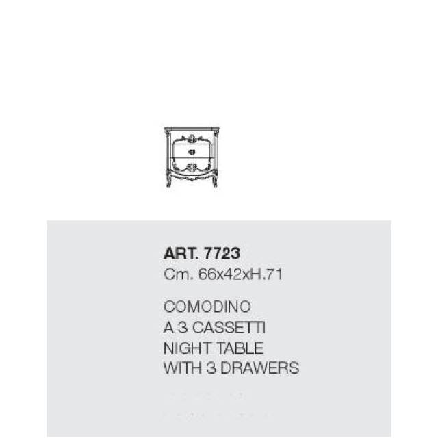 ART. 7723-Night Table/ナイトテ－ブル｜３段チェスト｜SILIK：イタリア｜SRE0036SLK