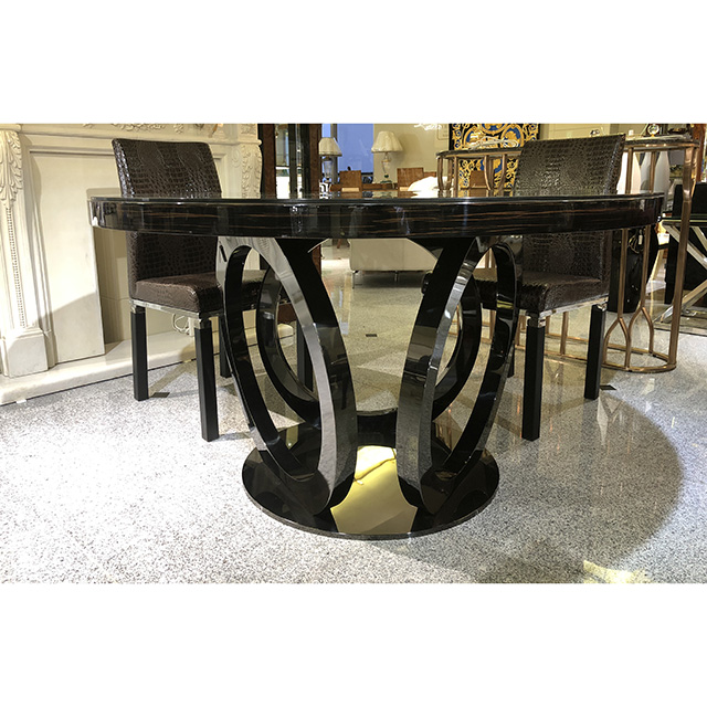 Dining Table - 5 Set / 鏡面仕上げ木目調 ダイニングテーブル５点セット｜クロコダイル調チェアブラウン｜IB Selection｜DNG0077IB
