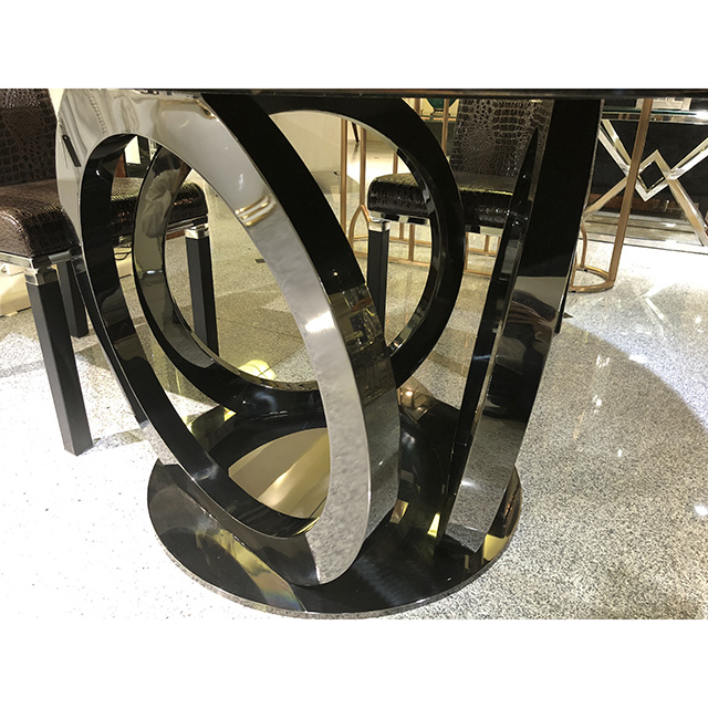 Dining Table - 5 Set / 鏡面仕上げ木目調 ダイニングテーブル５点セット｜クロコダイル調チェアブラウン｜IB Selection｜DNG0077IB