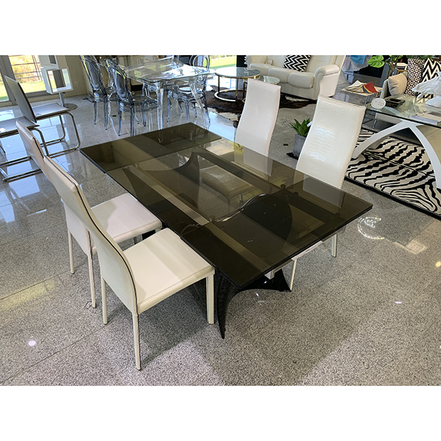 CUCINA ダイニングテーブル Dining Table - 5Set / ガラス天板 伸張式ダイニングテーブル 5