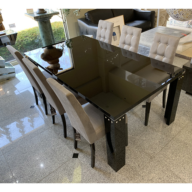 Dining Table 7Set / 鏡面仕上げダイニングテーブル 7点セット｜イタリア製ダイニングテーブル×イタリア製タフティング