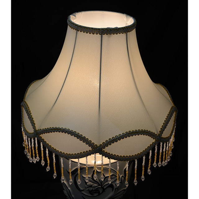 Pottery Lamp / 陶器ランプ｜シェード付き｜クリームホワイト×シルバー｜LMP0038IB