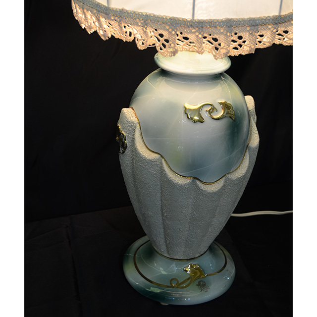 Pottery Lamp / 陶器ランプ｜シェード付き｜ブルー×ホワイト｜LMP0034IB