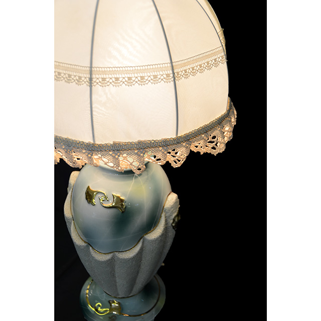 Pottery Lamp / 陶器ランプ｜シェード付き｜ブルー×ホワイト｜LMP0034IB