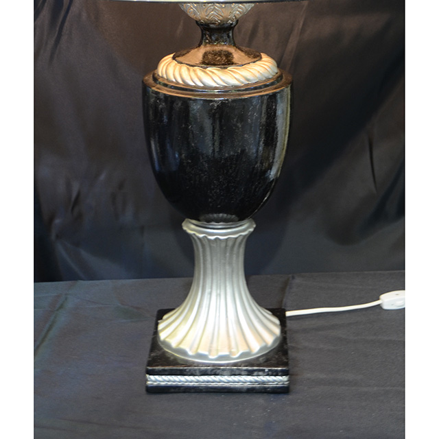 Pottery Lamp / 陶器ランプ｜シェード付き｜ブラック×シルバー｜LMP0039IB
