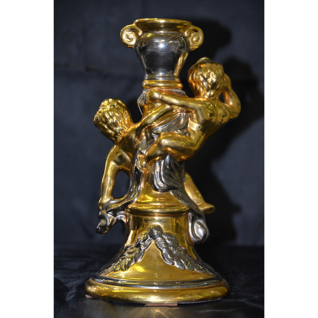 Pottery - Angel Candle Stand / 陶器 - キャンドルスタンド｜Gold Series / ゴールドシリーズ｜Angela Rigon  : イタリア｜OBJ0104RGN