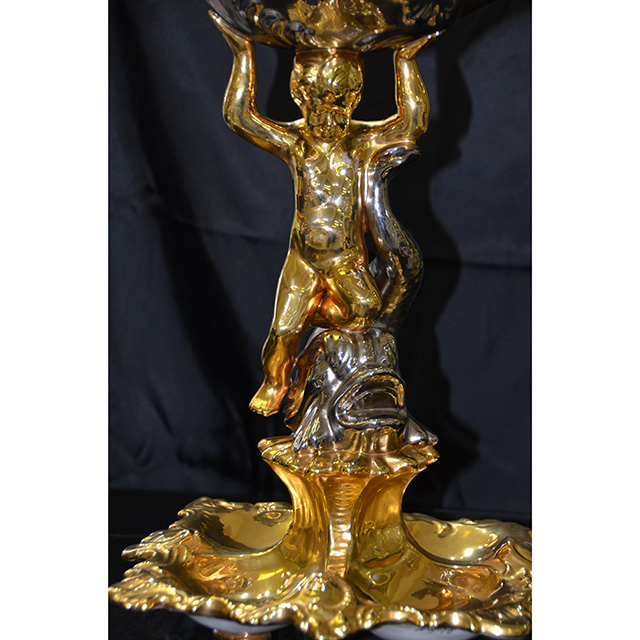 Pottery - Compote / 陶器 - コンポート｜Gold Series / ゴールドシリーズ｜少々難あり｜Angela Rigon  : イタリア｜OBJ0105RGN