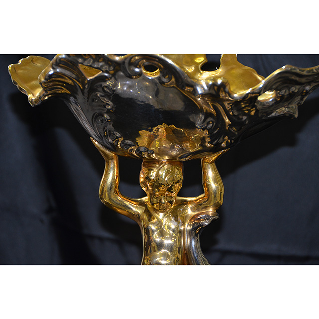 Pottery - Compote / 陶器 - コンポート｜Gold Series / ゴールドシリーズ｜少々難あり｜Angela Rigon  : イタリア｜OBJ0105RGN