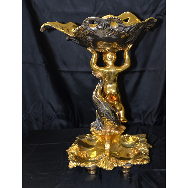 Pottery - Compote / 陶器 - コンポート｜Gold Series / ゴールドシリーズ｜少々難あり｜Angela Rigon  : イタリア｜OBJ0105RGN