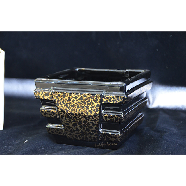 Pottery - Compote With lid / 陶器 - 蓋付きコンポート｜ブラック×ゴールド｜Angela Rigon  : イタリア｜OBJ0113RGN