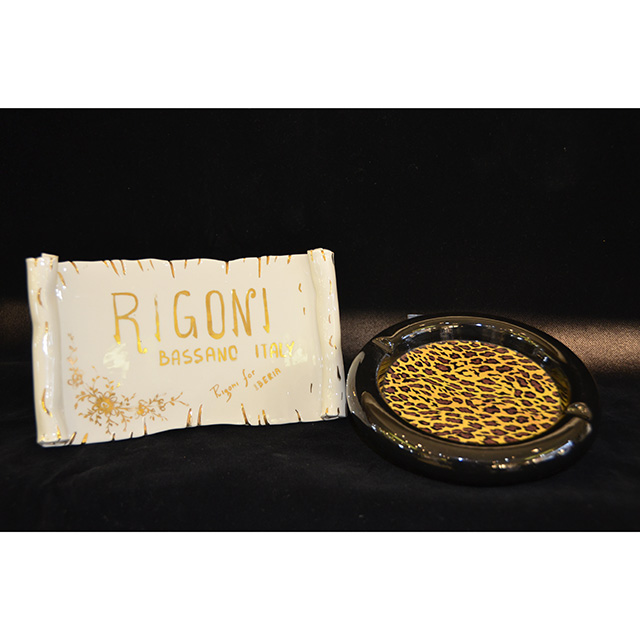 ashtray - 灰皿｜Leopard Pattern×Black / ヒョウ柄×ブラック｜丸型｜Angela Rigon  : イタリア｜OBJ0126RGN