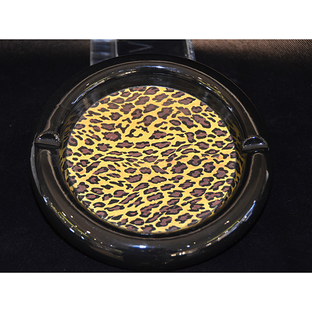 ashtray - 灰皿｜Leopard Pattern×Black / ヒョウ柄×ブラック｜丸型｜Angela Rigon  : イタリア｜OBJ0126RGN