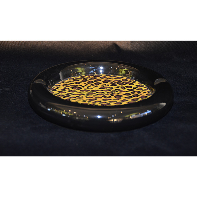 ashtray - 灰皿｜Leopard Pattern×Black / ヒョウ柄×ブラック｜丸型｜Angela Rigon  : イタリア｜OBJ0126RGN