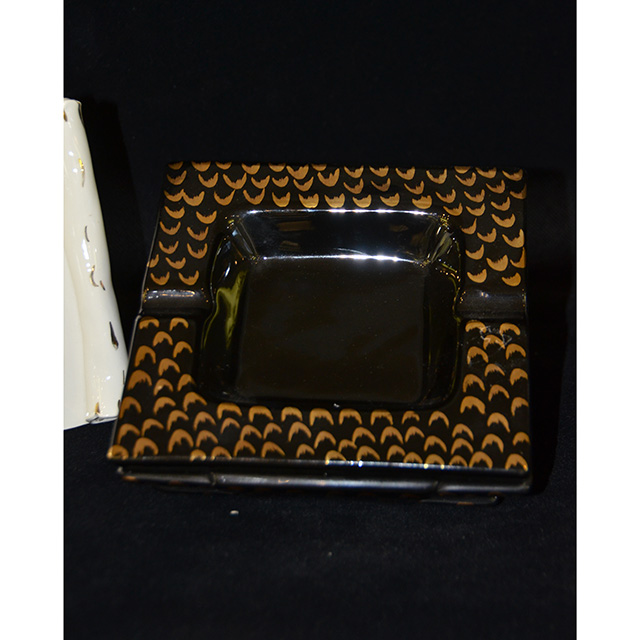 ashtray - 灰皿｜Leopard Pattern×Black / ヒョウ柄×ブラック｜四角型｜Angela Rigon  : イタリア｜OBJ0125RGN