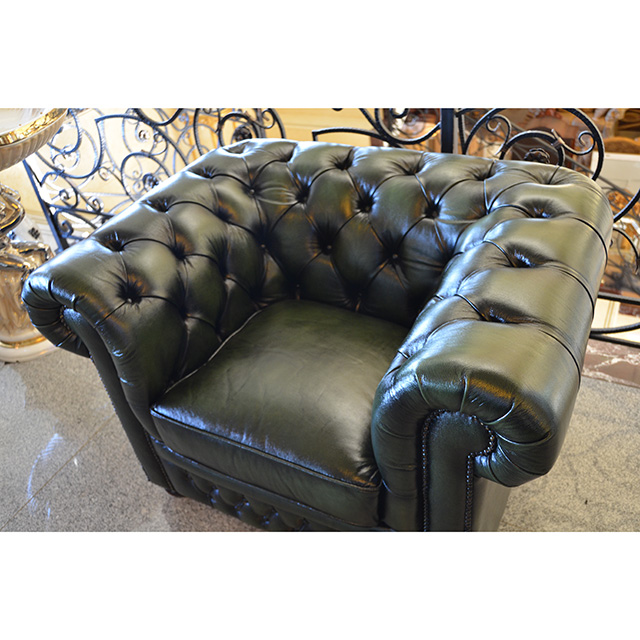 Single Leather Sofa / シングル 革張りソファ｜タフティング｜モスグリーン｜IB Selection｜SF0095IB