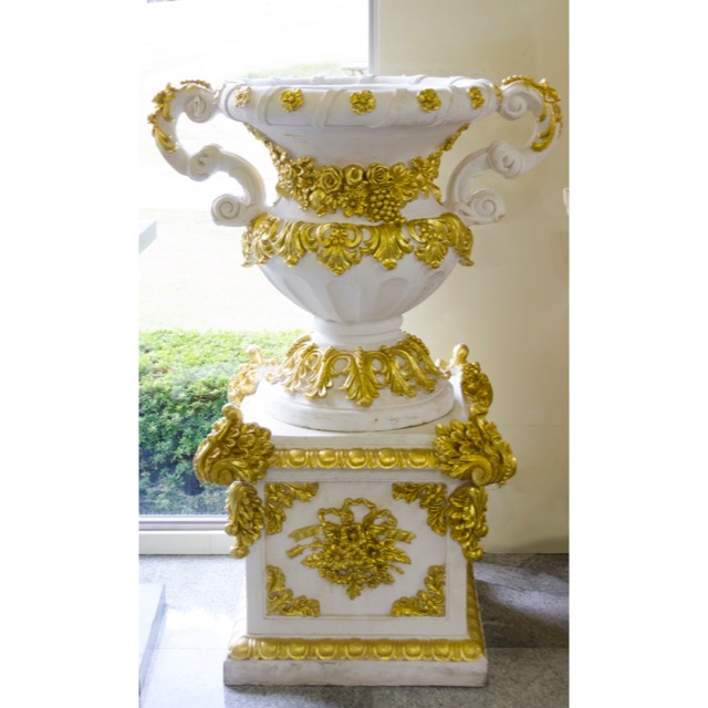 Pottery Column Set White Gold / プランター コラムセット ホワイト　ゴールド｜IBセレクション｜HGE0026