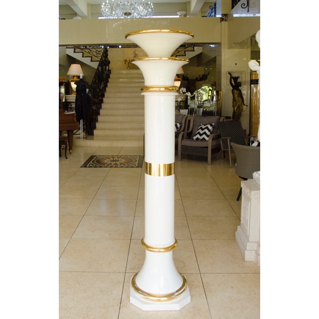 Pottery Tall Column - White Gold / プランター  トールコラム ホワイト　ゴールド｜Angela Rigon / イタリア｜HGE0027RGN