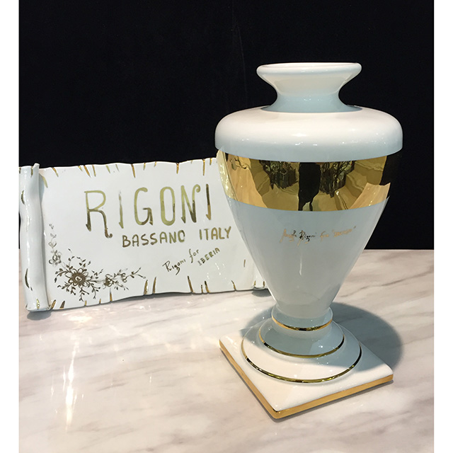 Flower Vase / フラワーベース｜陶器花瓶 ｜ホワイト×ゴールド｜Angela Rigon / イタリア｜OBJ137RGN