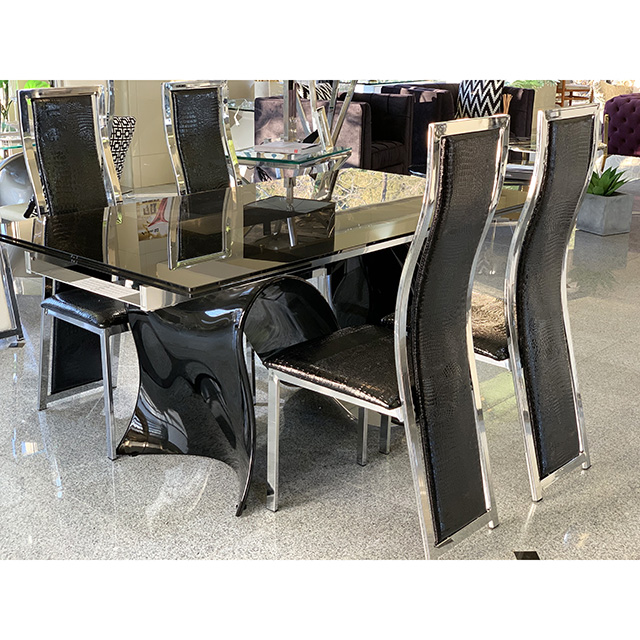 dining Table 5Set - 伸張式ダイニングテーブル５点セット｜ブラック×シルバーフレーム ブラック｜DNG0099TNC