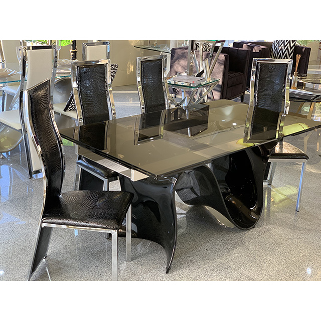 dining Table 5Set - 伸張式ダイニングテーブル５点セット｜ブラック×シルバーフレーム ブラック｜DNG0099TNC