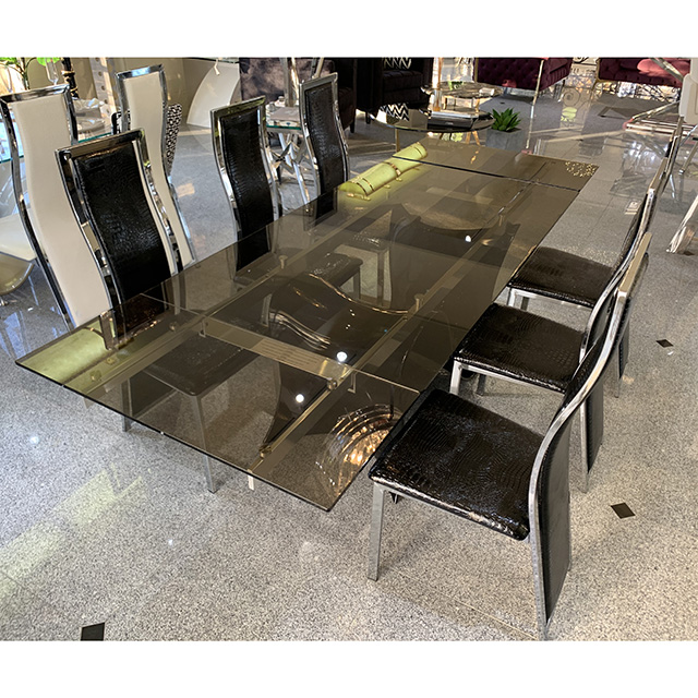 dining Table 7Set - 伸張式ダイニングテーブル７点セット｜ブラック×シルバーフレーム ブラック｜DNG0100TNC