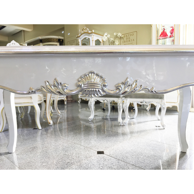 Prima-Dining Table / プリマ　鏡面仕上げ ダイニングテーブル 白×シルバー｜prima｜DNG0025